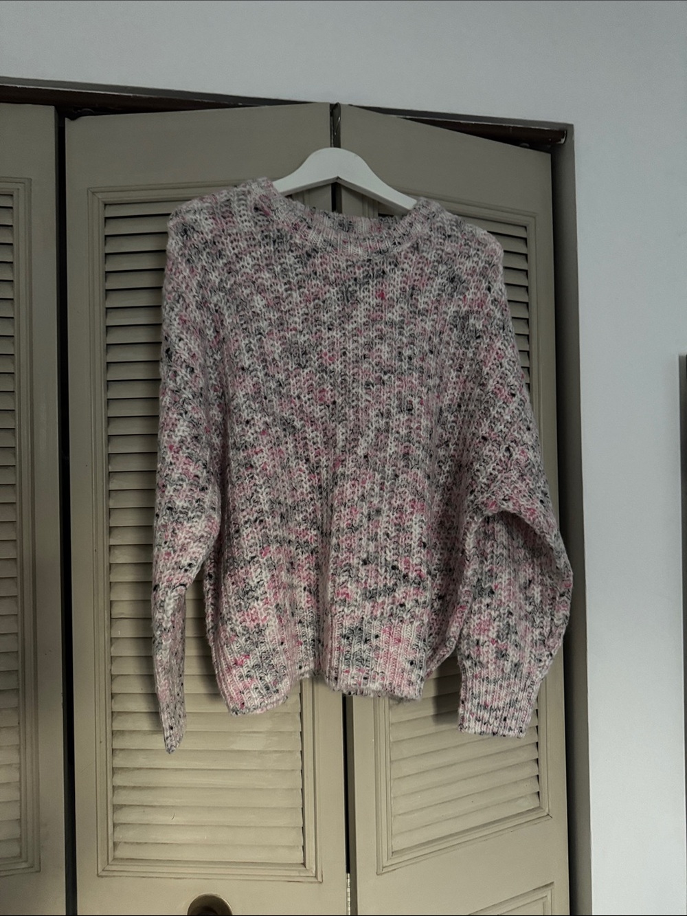 Cozy Pink Speckled Crewneck Sweater